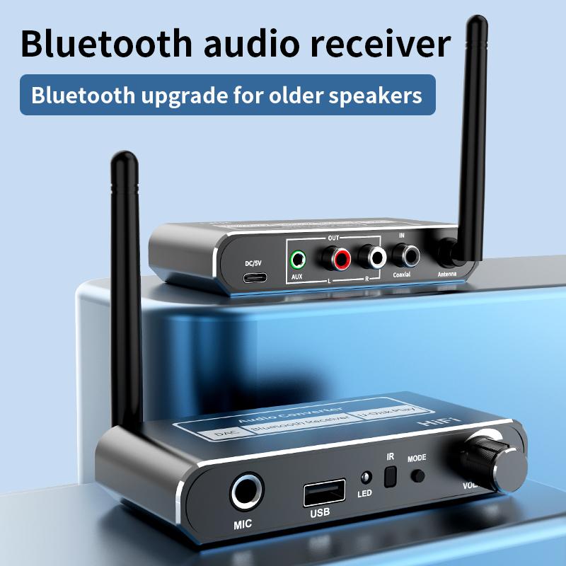 HIFI Bluetooth 5.2 аудио приемник ЦАП коаксиальный цифро-аналоговый преобразователь 3,5 мм AUX RCA микрофон U-Disk Jack стерео беспроводной адаптер