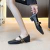 Hot Selling 2025 Spring New Comfortable Shallow Mouth Square Toe Thick Heel Single Shoes Fashionable Casual Retro Shoe for Women
