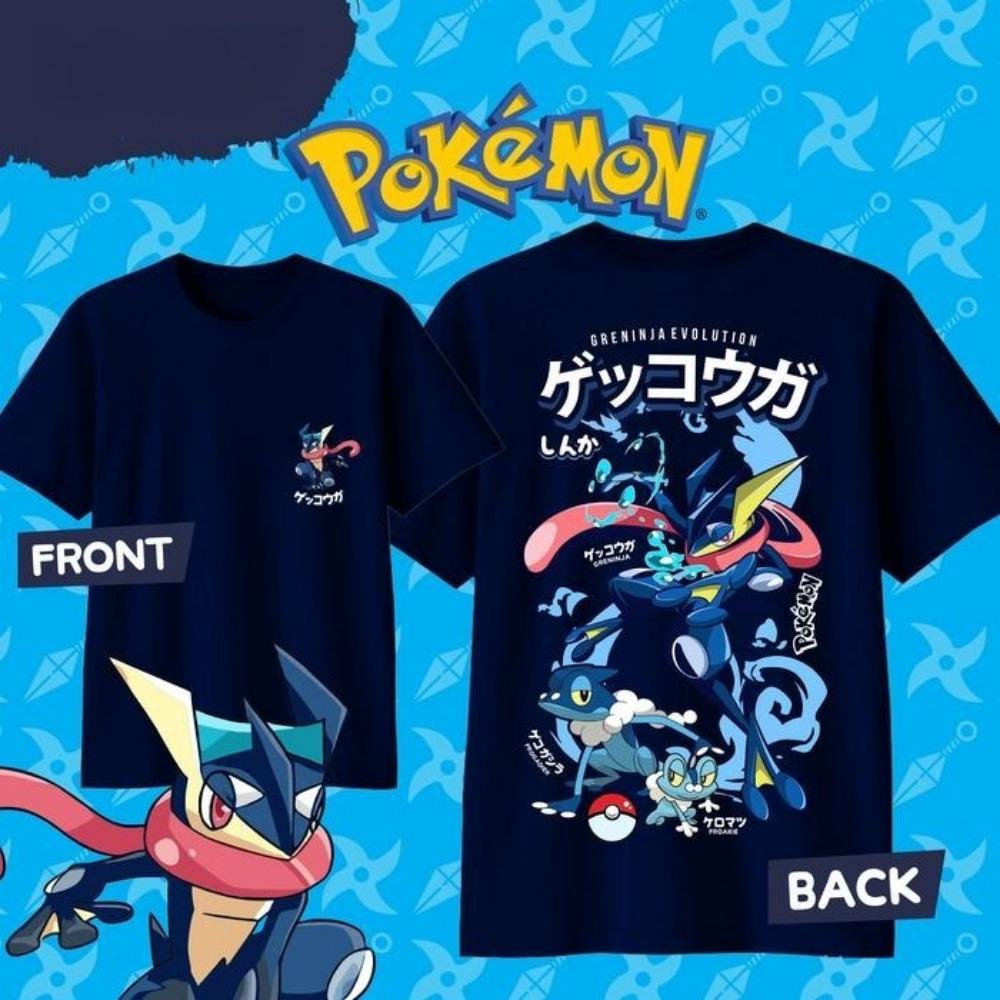 2025 Summer Pokémon Anime GRENINJA 100% Pure Cotton Printed T-shirt Men Y2K Harajuku Loose Casual Versatile Short-sleeved Top