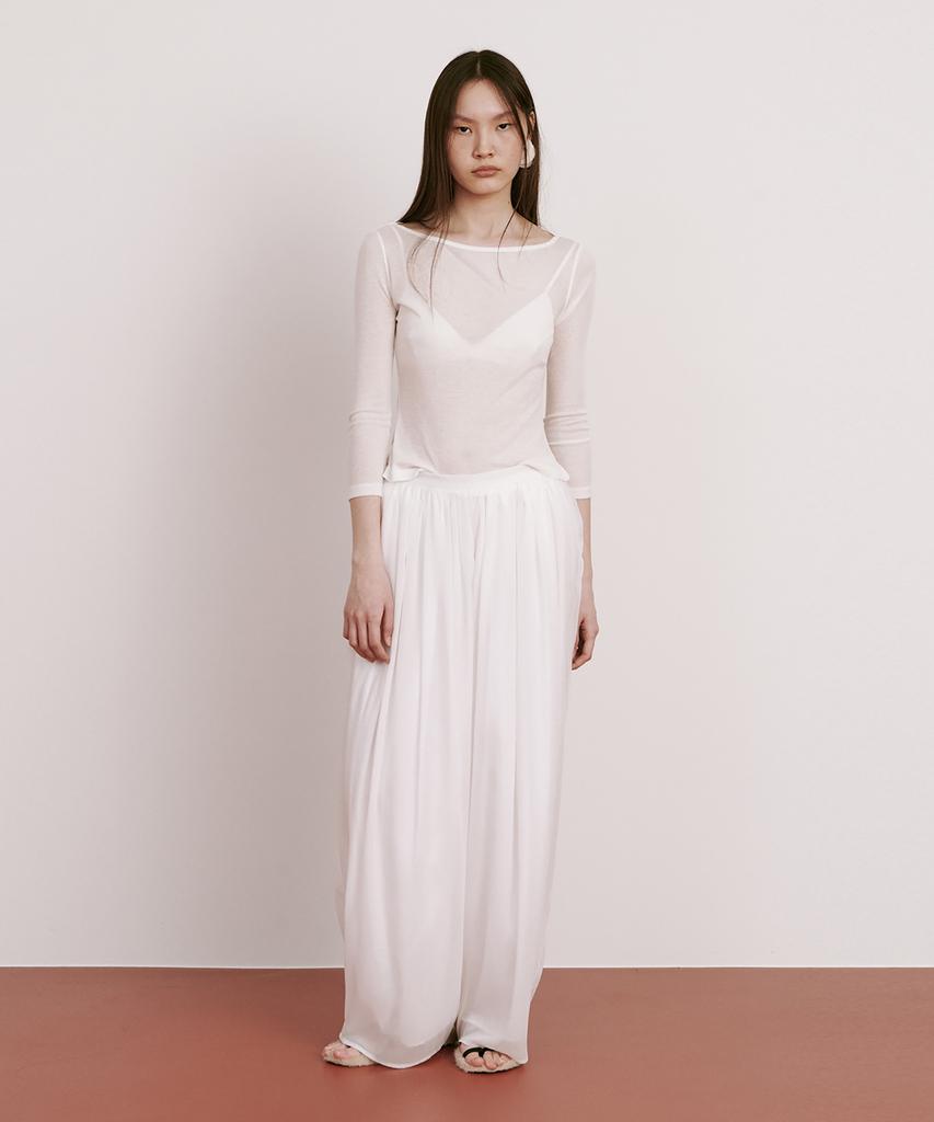 WNDERKAMMER Moon Jar - Shaped Chiffon Pants_White