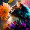 5d Diy Алмазная картина Кошка Цветной пион Вышивка Мозаика Животное Цветок Набор для вышивки крестом Квадратный/круглый Декор для дома