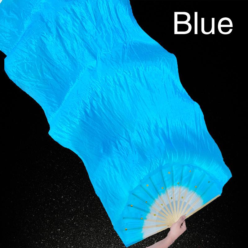 1.5M Creative Dance Silk Veils Fan Performance Props Synthetic Fiber Bamboo Folding Fans Colorful