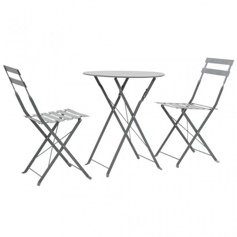 Day and Night - Day and Night Garden Bistro Table and Chairs 3 Pieces Gray Steel