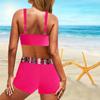 Women's Shoulder Strap Swimsuit with Multi-color Striped Printed Bikini Short Tank Top Swimsuit