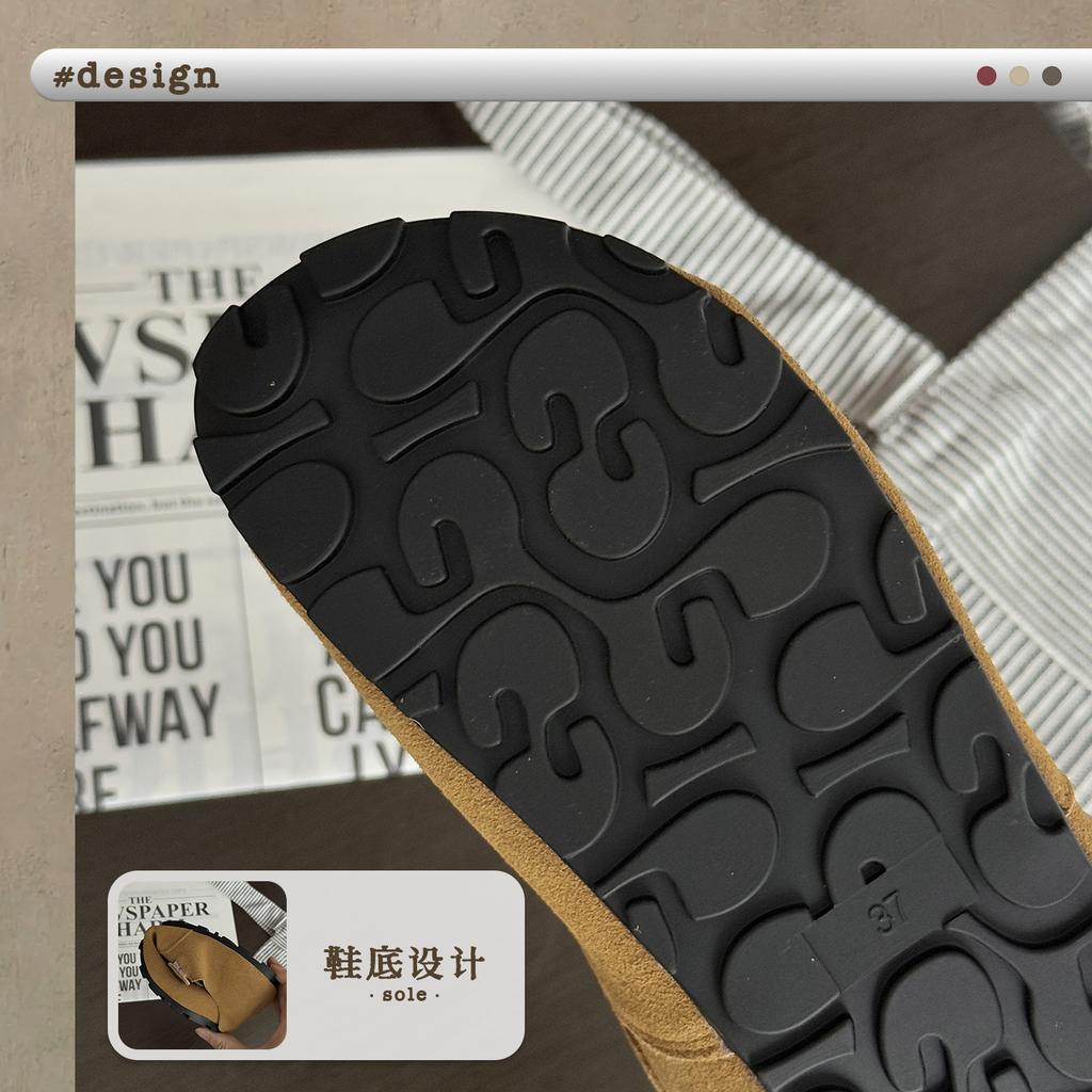 XSHX Взрослый Бокен | Женские туфли из кашемировой кожи первого слоя, кожаные туфли на липучке, ретро, универсальные, повседневные