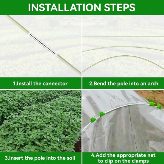 Дуги для теплицы Yousheng для приподнятых грядок, съемные стеклопластиковые арки для туннеля теплицы, садовые дуги, набор для туннеля для выращивания с зажимами и гвоздями для сетки