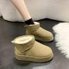 Thick Plush Platform Snow Boots Women Winter Keep Warm Fur Cotton Shoes Woman Faux Suede Slip-On Ankle Botas Padded Shoes