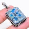 K2 Blue Azurite Handmade 925 Sterling Silver Jewelry Pendant 1.65" Y8P36