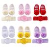 Newborn Baby Shoes Baptism Baby Girl Flower Shoes Toddler Prewalker Cute Baby Soft Shoes for 0-12M Kids with Hair Band