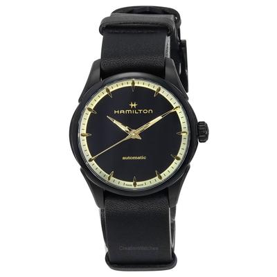 Jazzmaster Leather Strap Black Dial Automatic H32255730 Часы унисекс