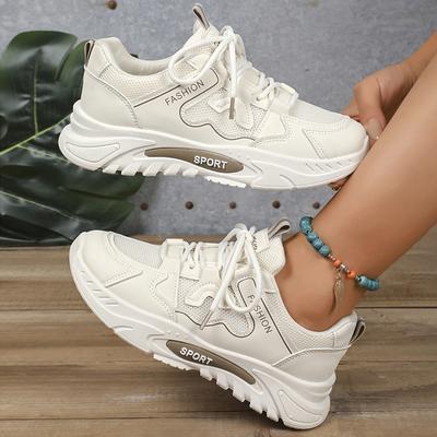 Мода Мода Кроссовки на платформе со шнуровкой Женские Удобные Сетчатые Дышащие Кроссовки для Бега и Ходьбы Женские Нескользящая Толстая Подошва Вулканизированная Обувь