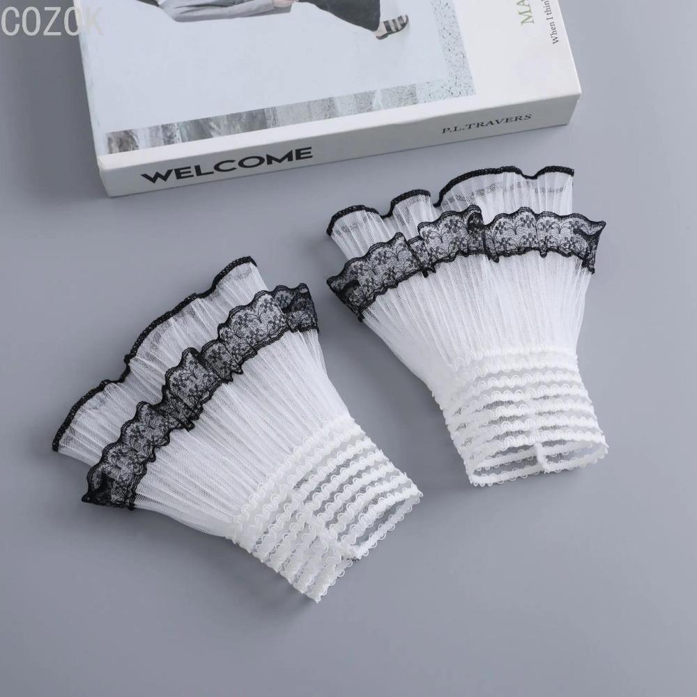 DIY Detachable Cuffs Cuff Extension Embroidery Lace Daisy Fake Sleeves Elastic Wild Wrist Pleated Organ Lolita Fake Sleeves