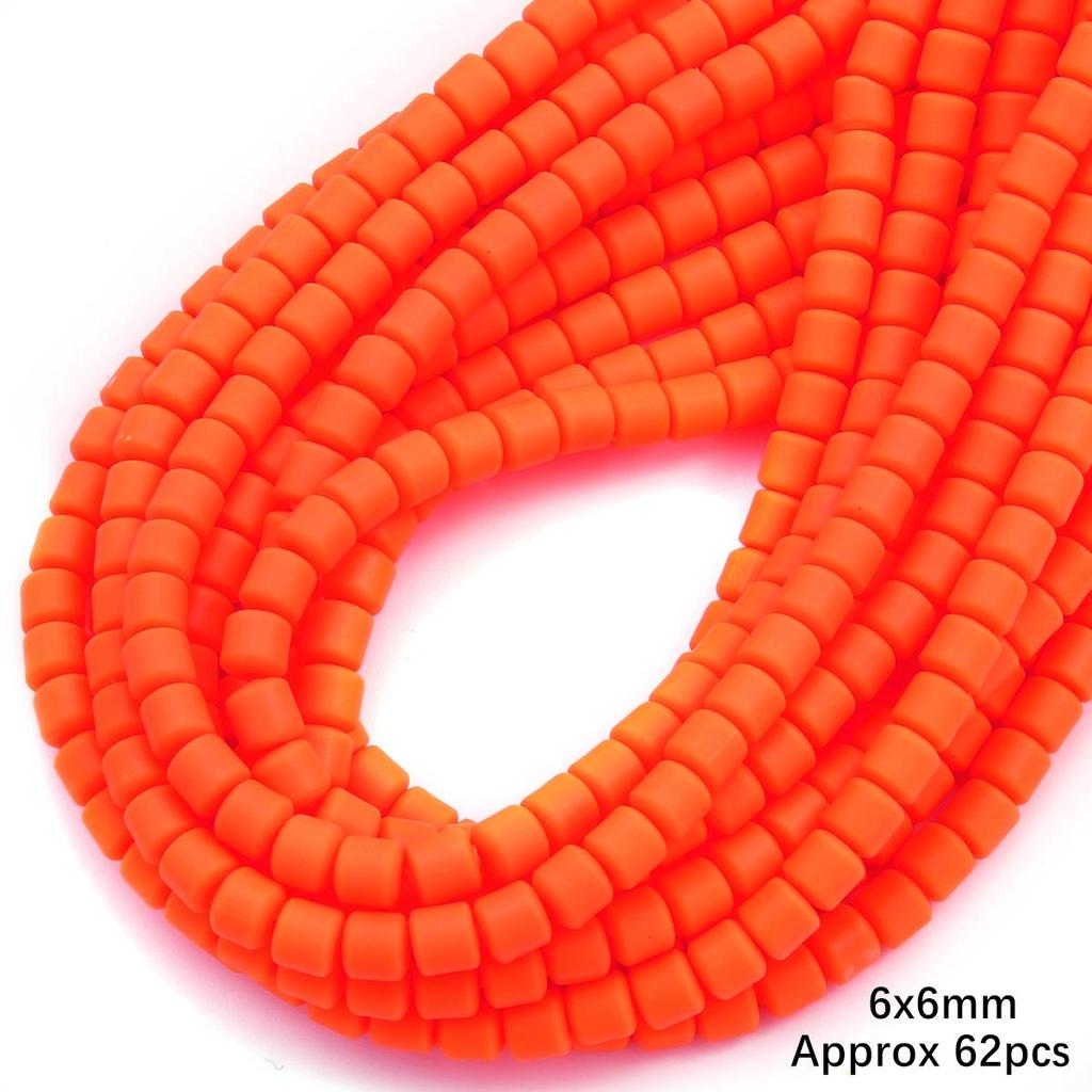 60pcs/Bag 6x6mm Flat Round Cylinder Polymer Resin Clay Beads Loose Spacer Handmade Beads For DIY Jewelry Making Bracelets Necklaces Crafts 38cm/15