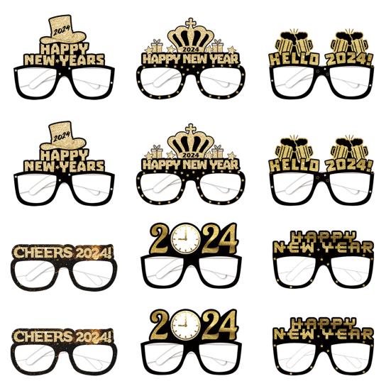 6/12 шт. привлекательная оправа для очков 2024 с новым годом 3D очки реквизит для вечеринки для украшения фестиваля