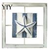 Waterproof Wood Wall Art 3D Conch/Starfish/Shell Wooden Frame Art, Distressed Coastal Style Decoration, Bathroom Beach Theme Decor Ocean Inspired for