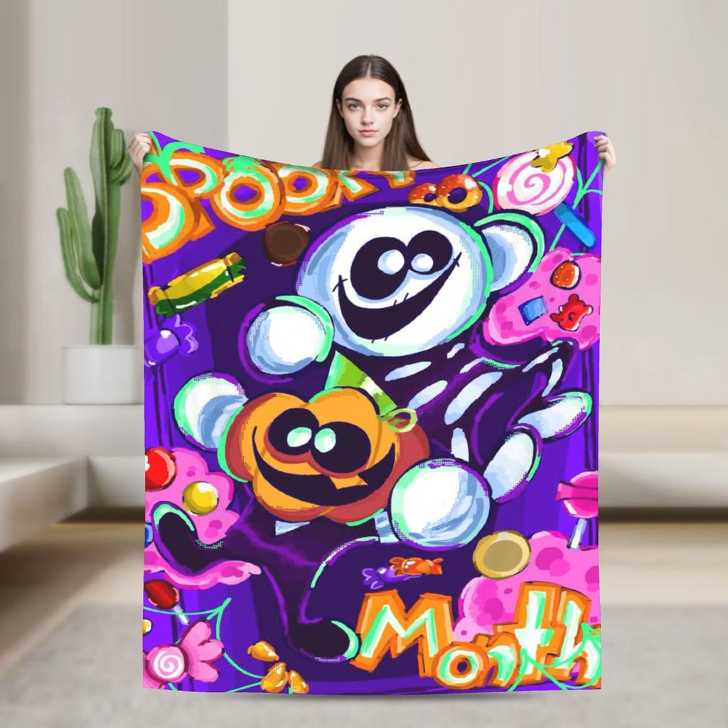 Spooky Month Blanket Quality Warm Soft Throw Blanket Autumn Decorative Couch Chair Sofa Bed Fluffy Bedspread
