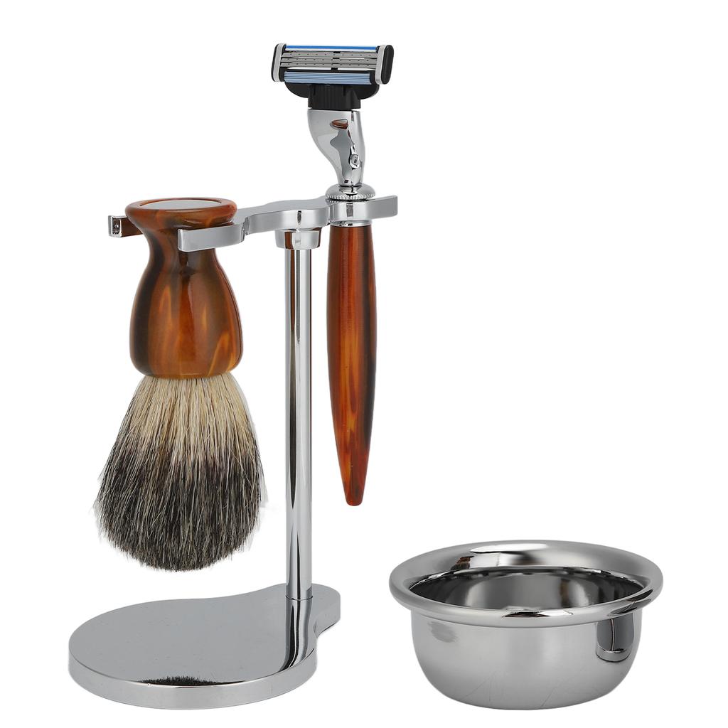 4 шт. Профессиональный мужской набор для бритья Традиционная ручная бритва Помазок для бритья Мыльница Подставка для бритья Набор