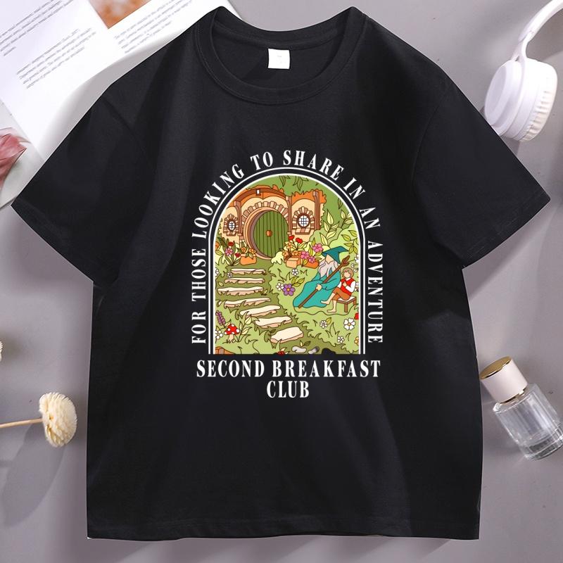 Second Breakfast Club T Shirt Unisex Adventure Bookish Tshirt Casual Cotton Short Sleeve Fantasy Book Lover Top Clothing