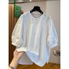 White Shirt Women's Short-sleeved New Summer Loose Casual Pullover Long-staple Cotton Doll Shirt Top