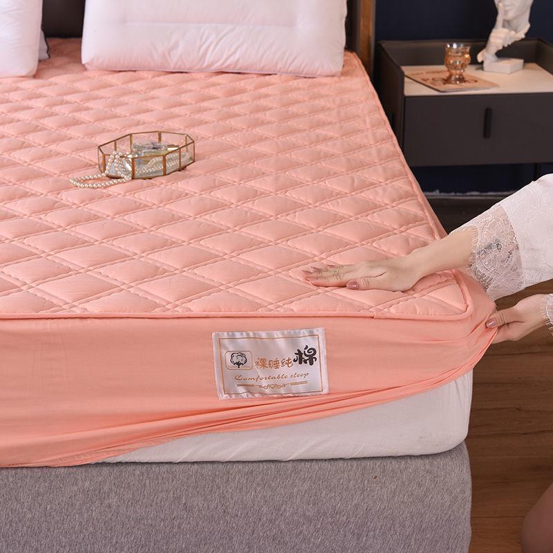 Solid Color Luxury 100% Cotton Quilted Mattress Cover Customized Anti-bacterial Air-Permeable Bed Cover Not Including Pillowcase