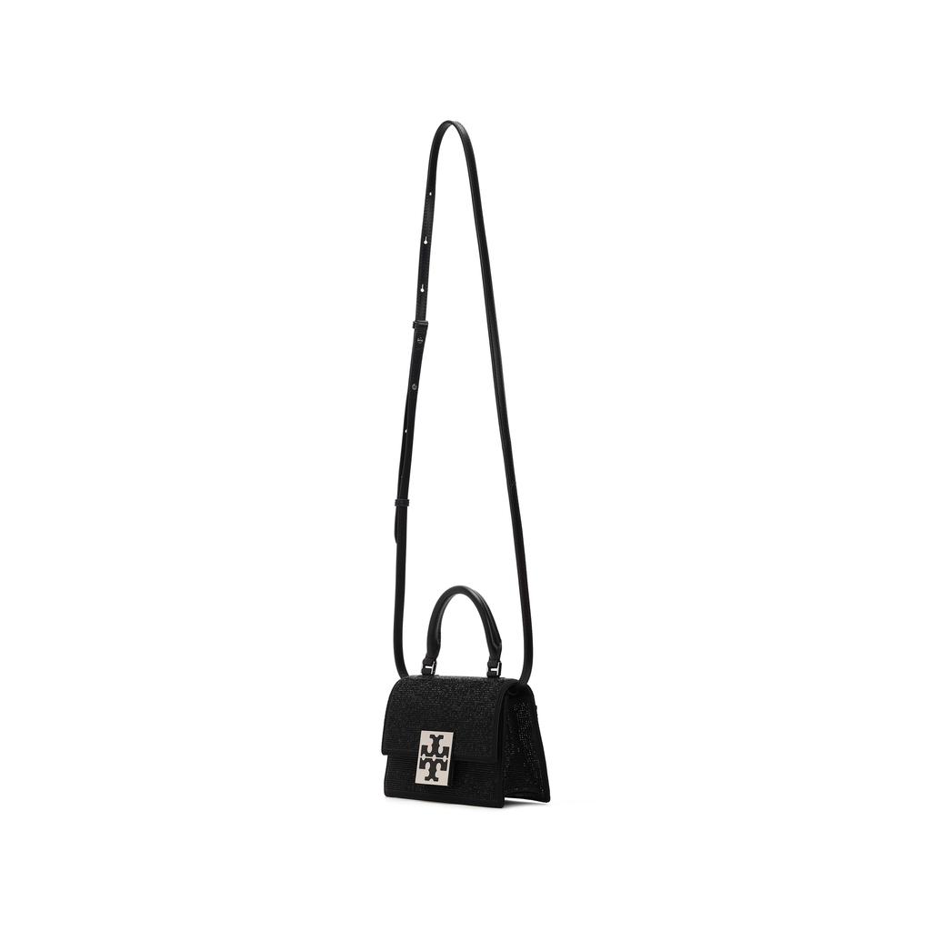 Tory Burch Bon Bon Logo Metal Flap Recycled Nylon Mini Shoulder Crossbody Bag Women bags Black 150372-001