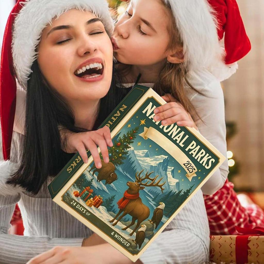 Christmas National Parks Themes Ornament Countdown Cute Acrylic Calendars with 2D Flat Pendant 24 Days Xmas Decoration