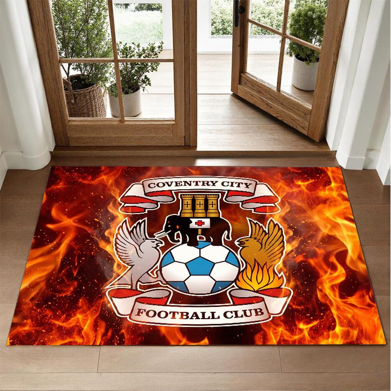 Coventry City Football Design Crystal Velvet Rug Soft Decorative Mat for Bedroom Entrance