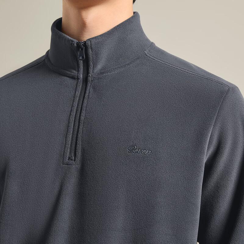 SEVEN Men's Thermal Mock Neck Long Sleeve Sweatshirt