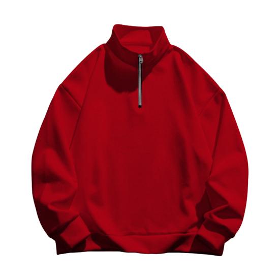 Мужская толстовка с застежкой-молнией и воротником-стойкой, с длинными рукавами, однотонный пуловер средней длины, спортивный повседневный топ, легкая одежда для путешествий, офиса, повседневной носки