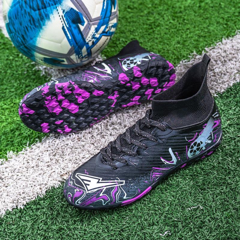 High-top football shoes men's and women's long nails TF broken nails artificial grass training shoes youth sports shoes