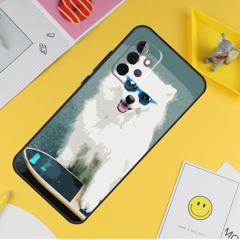 Чехол с изображением щенка самоеда для Samsung Galaxy A54 A34 A14 A13 A33 A53 A12 A32 A52 A71 A51 A15 A25 A35 A55