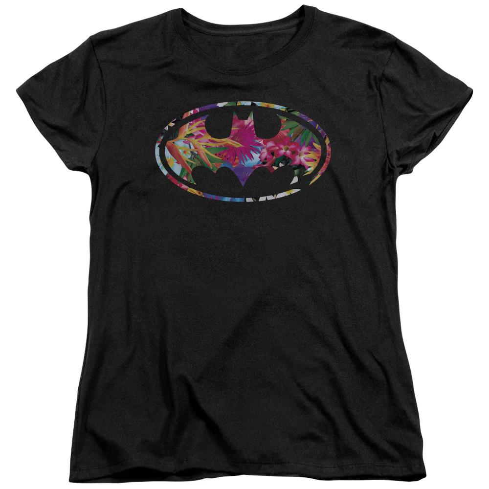Batman Hawaiian Shield Womens T Shirt Black Officially Licensed