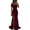 Women's Sequin Prom Dress with Slit Sparkly Off Shoulder Gown Formal Mermaid Evening Party Maxi Dress