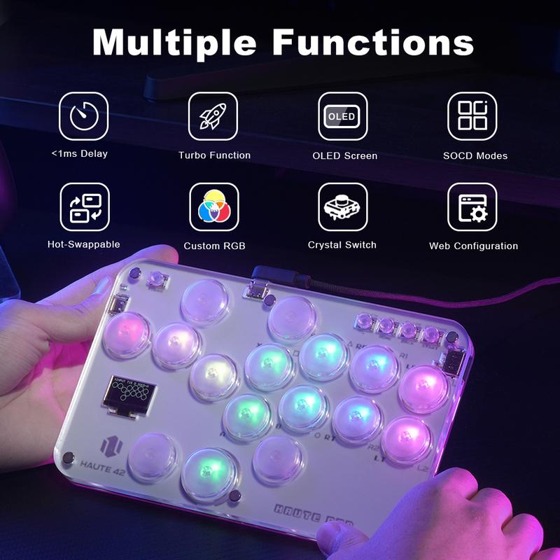 Haute42 Аркадный Джойстик Hitbox Бесклавишный Контроллер Fight Sticks Для ПК / Ps4 / Switch Мини Hitbox Аркадный Стикер для Файтингов