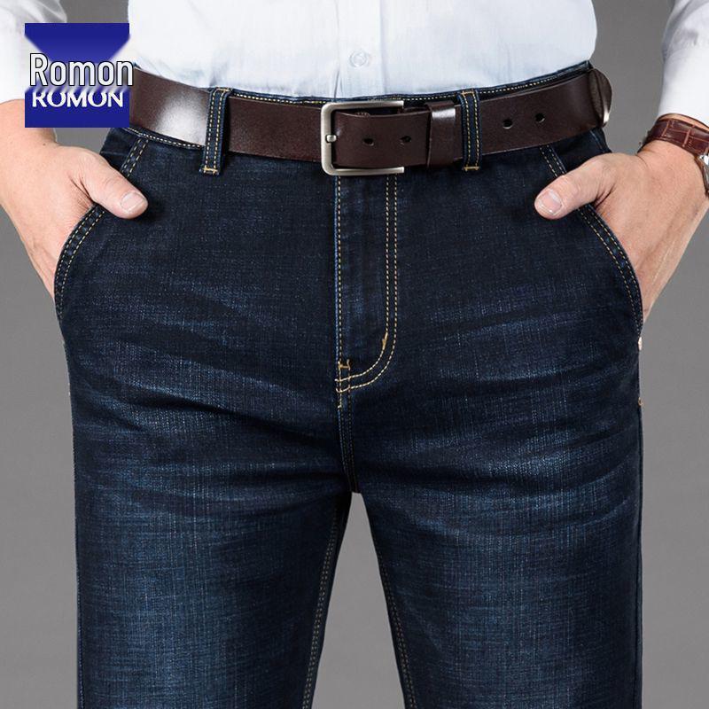 Мужские джинсы прямого кроя стрейч Romon - Осень/Зима 2025: Универсальные повседневные длинные брюки для среднего возраста