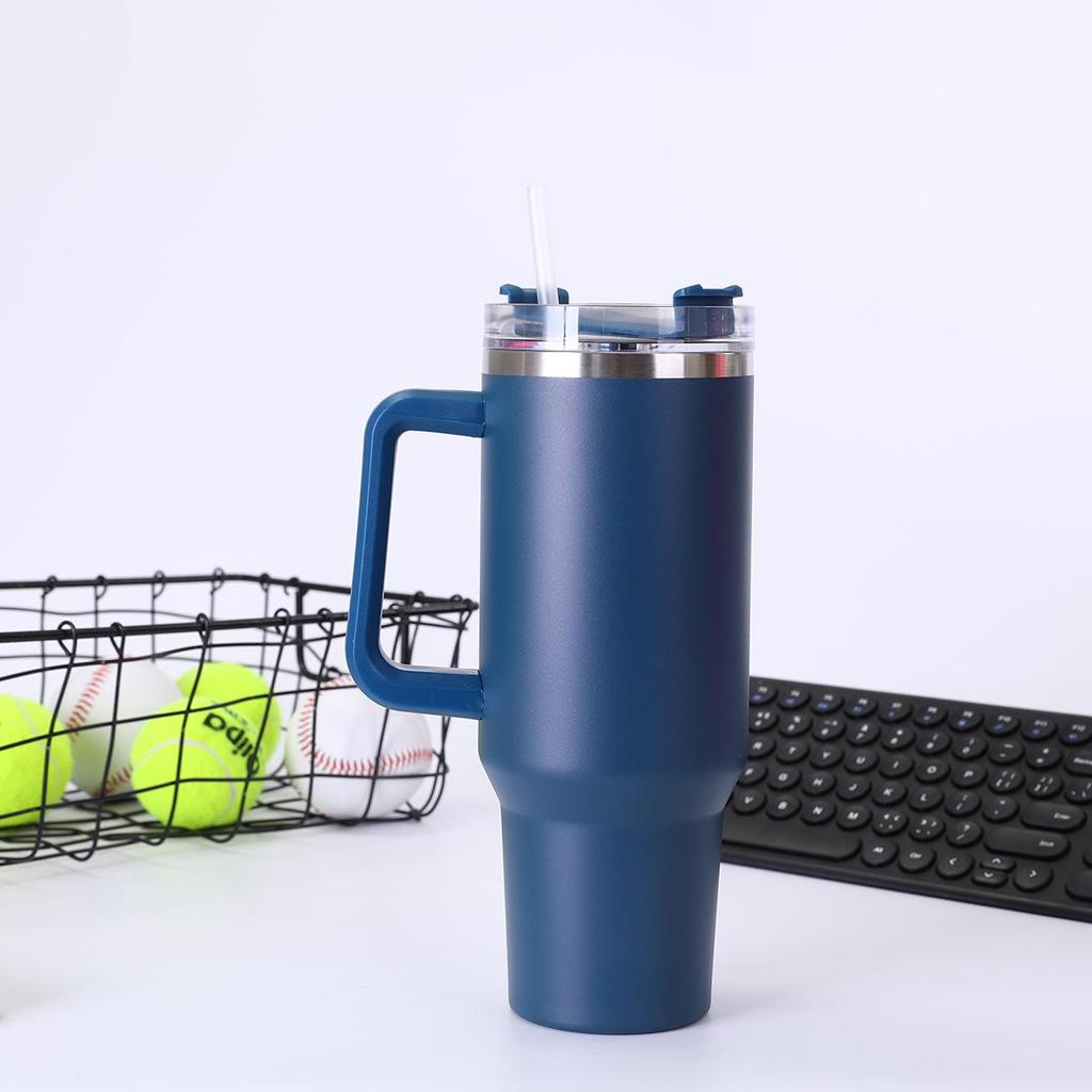 Автомобильная кружка из нержавеющей стали объемом 40 унций с ручкой и трубочкой, изолированная для холодных напитков