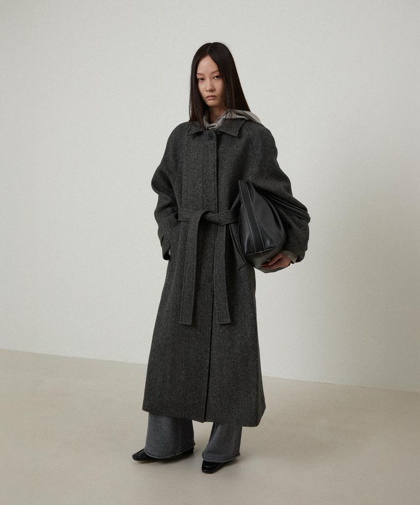 LMOOD WOMEN Russo Wool Balmacaan Coat Stone Grey