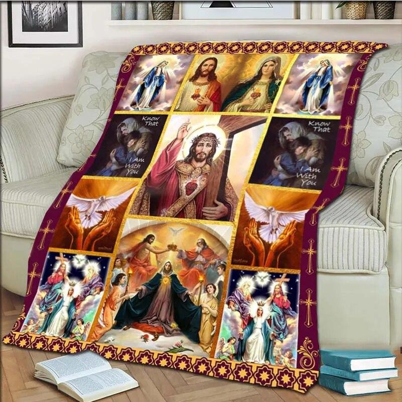 Одеяло с Девой Марией и Иисусом для офиса, дома, пешего туризма, пикника, толстое одеяло, модное покрывало, фланелевое одеяло, пледы