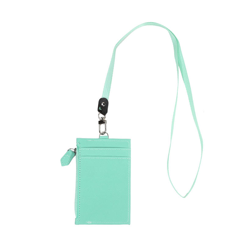 Повседневная Модная PU Сумка для Карт на Молнии Мешочек для Мелочи с Подвесной Веревкой Мужская и Женская Мини-Сумка для Карт и Монет Множество Отделений для Карт Сумка для ID-Карты