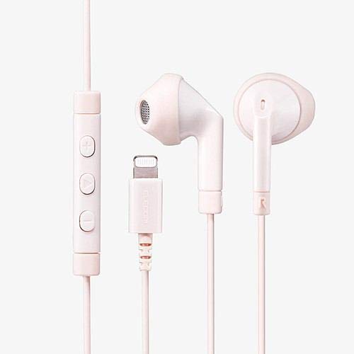 ELECOM Lightning-Connected Headphone Microphone with FAST MUSIC™ EHP-LF10IMAPN, Pink