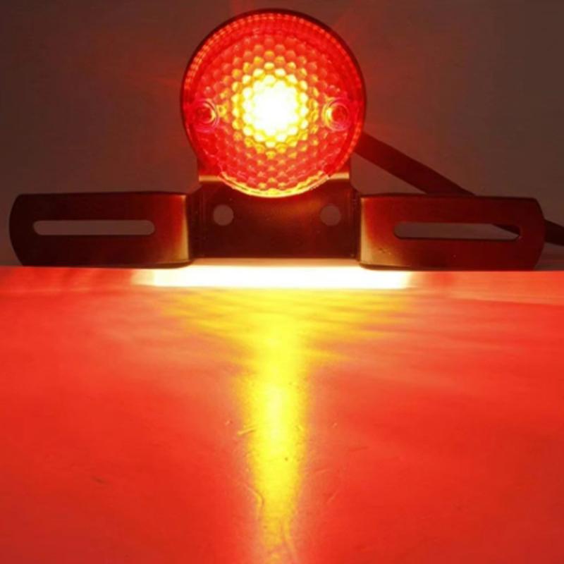 Motorcycle Retro Red Rear Tail Brake Stop Light Lamp W/ License Plate Mount For Harley Honda Chopper Bobber