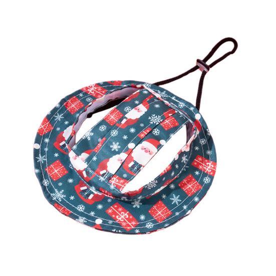 Pet Sun Hat with Ear Holes Adjustable Tie-Dyed Bucket Hat Outdoor Round Brim Sun Protection Hat for Small Medium Dogs Cats