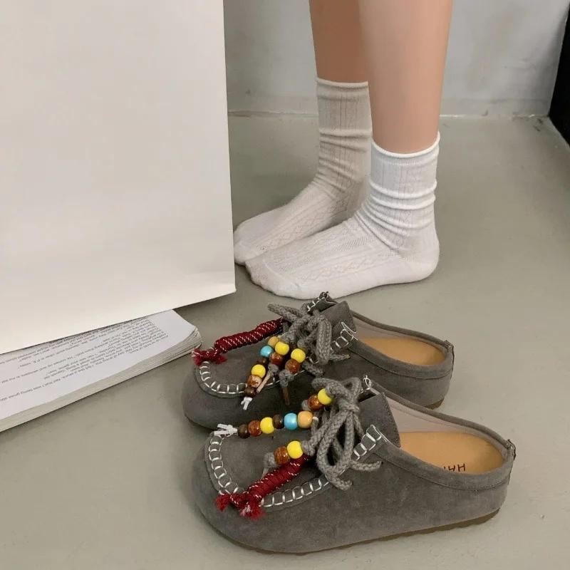 Ретро Расшитые Высокие Новые Летние 2025 Платформенные Шлепанцы Ретро Баотоу Иностранный Темперамент Женская Обувь