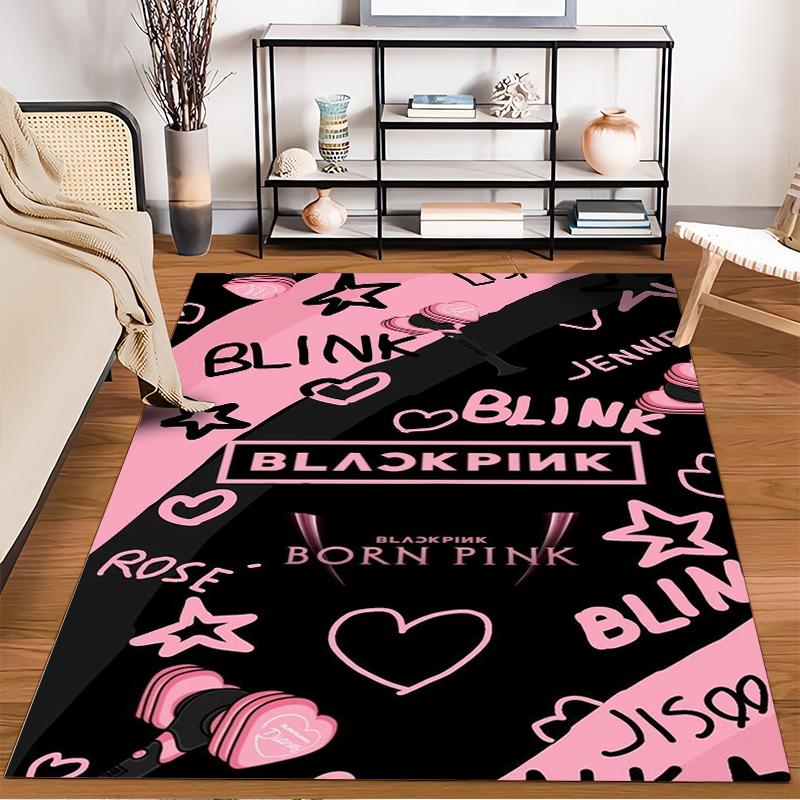 Blackpink Born Pink Heart Design Rug Non-slip rug suitable for living room and bedroom sofas