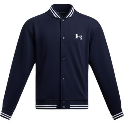 Under Armour Вязаная куртка-бомбер с вышитым логотипом, унисекс, темно-синяя 1389368-410