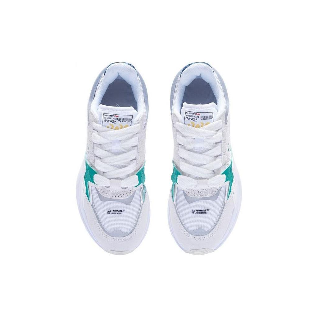 Li Ning 001 Chuxin V2 Wear-Resistant Breathable Low-Top Sports Casual Shoes Women Sneakers White Green AGCT018-1