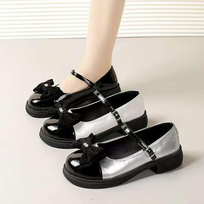Весенне-осенние новые туфли-лодочки с круглым носком и ретро-бантом, маленькие кожаные туфли, женская обувь Мэри Джейн, женские одинарные туфли в студенческом стиле