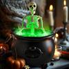 Skeleton Potion Witch Cauldron DIY Magic Floating Potion Bottle with LED Mist Maker And Diffuser Spooky Black Bowl Halloween Decoration for