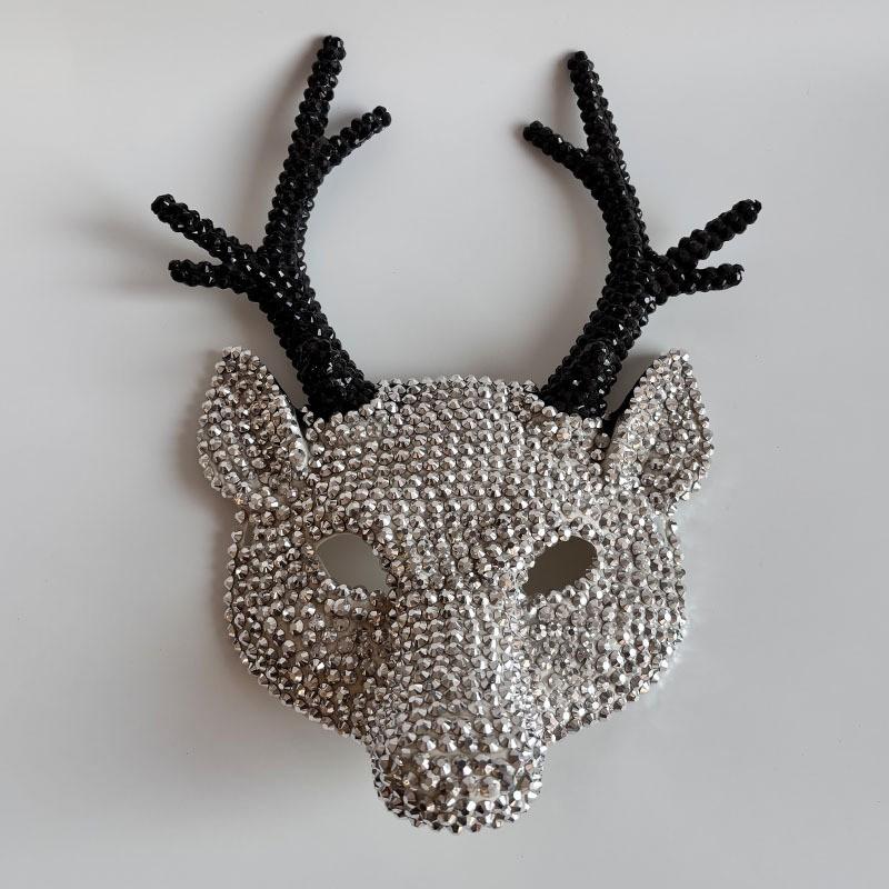 Halloween Deer Head Rhinestone Mask Party Cosplay Costume Accessory