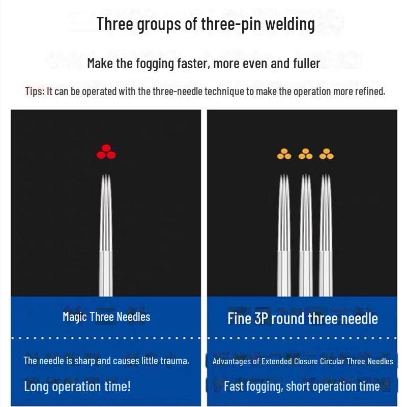 Комплект из 3 игл для тумана: Оригинальные круглые иглы для вышивки и татуировок для бровей - упаковка из 3 шт.